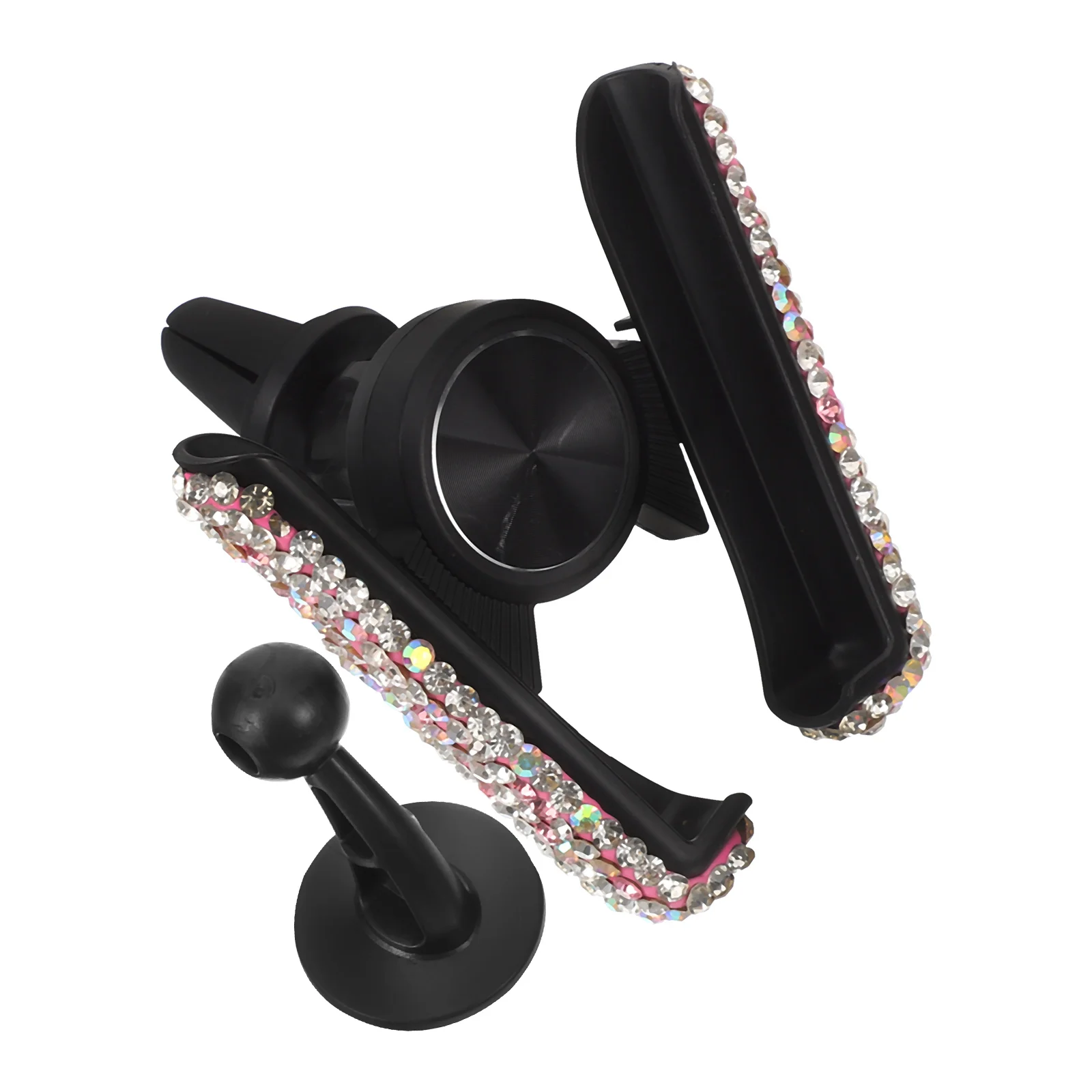 

Universal Car Phone Holder Mount Vent Stand Suction Rotation Pink Diamond Rhinestone Soft Anti Slip for All Smartphones