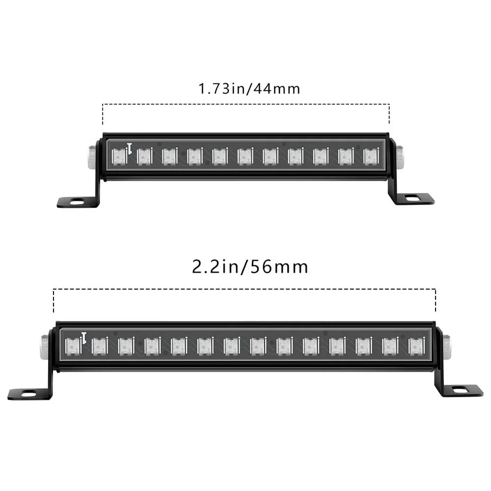 GLOBACT 44/56mm LED Light Bar 8 Modes Roof Lamp For 1/24 AXIAL SCX24 Bronco C10 JLU Gladiator Deadbolt RC Car Decoration Parts