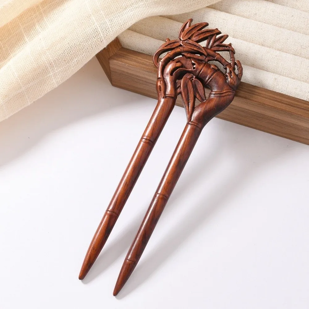 

Hair Accessories Headwear Double Hairpin Wood Carved U-Shaped Flowers Hair Fork Chinese Style Wooden Hairpin Women