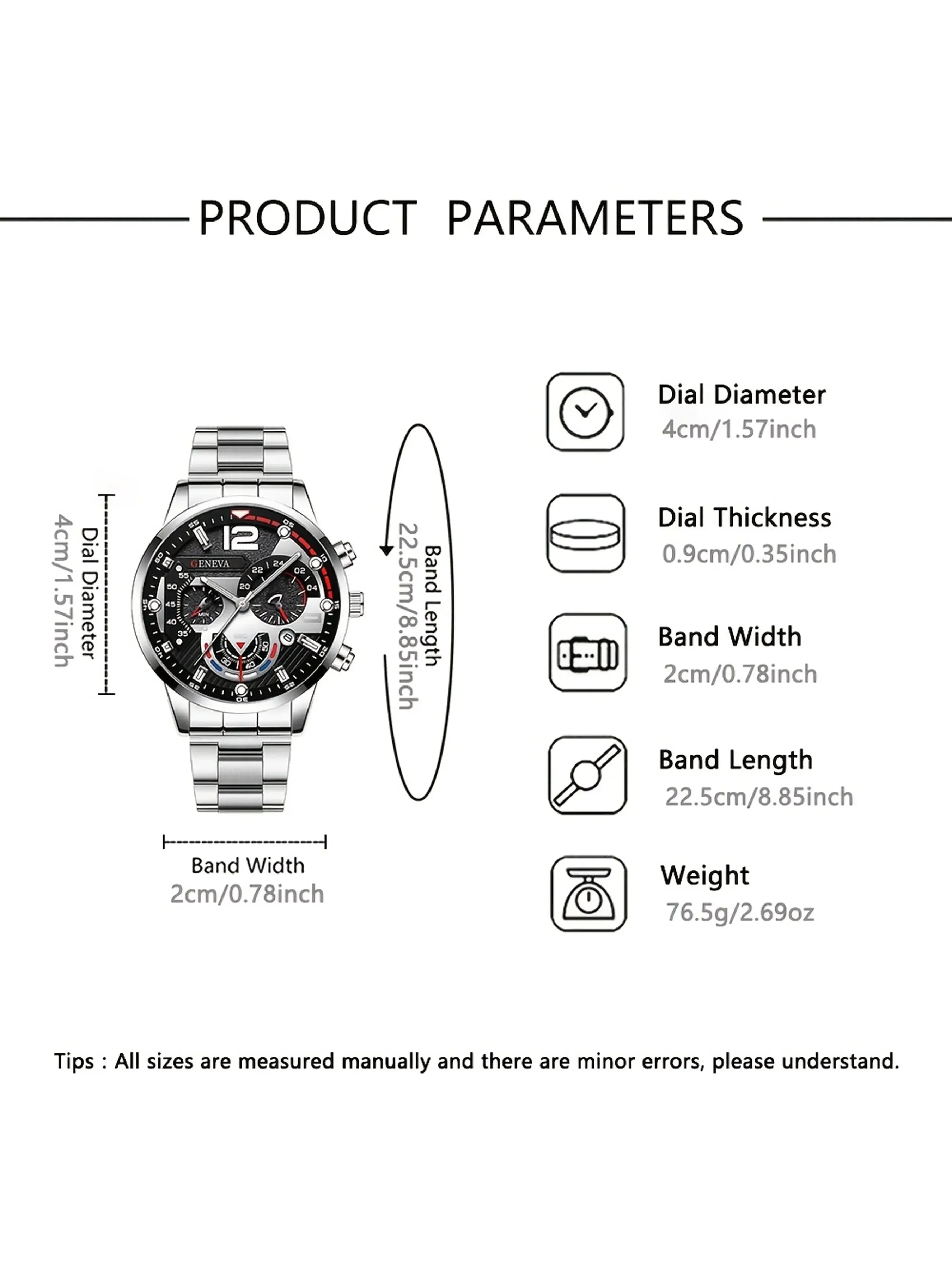 Men's Luxury Quartz Wristwatch Set, 5-Piece Bundle with 2 Watches, Necklace, Bracelet, Ring, Stainless Steel Band, Business