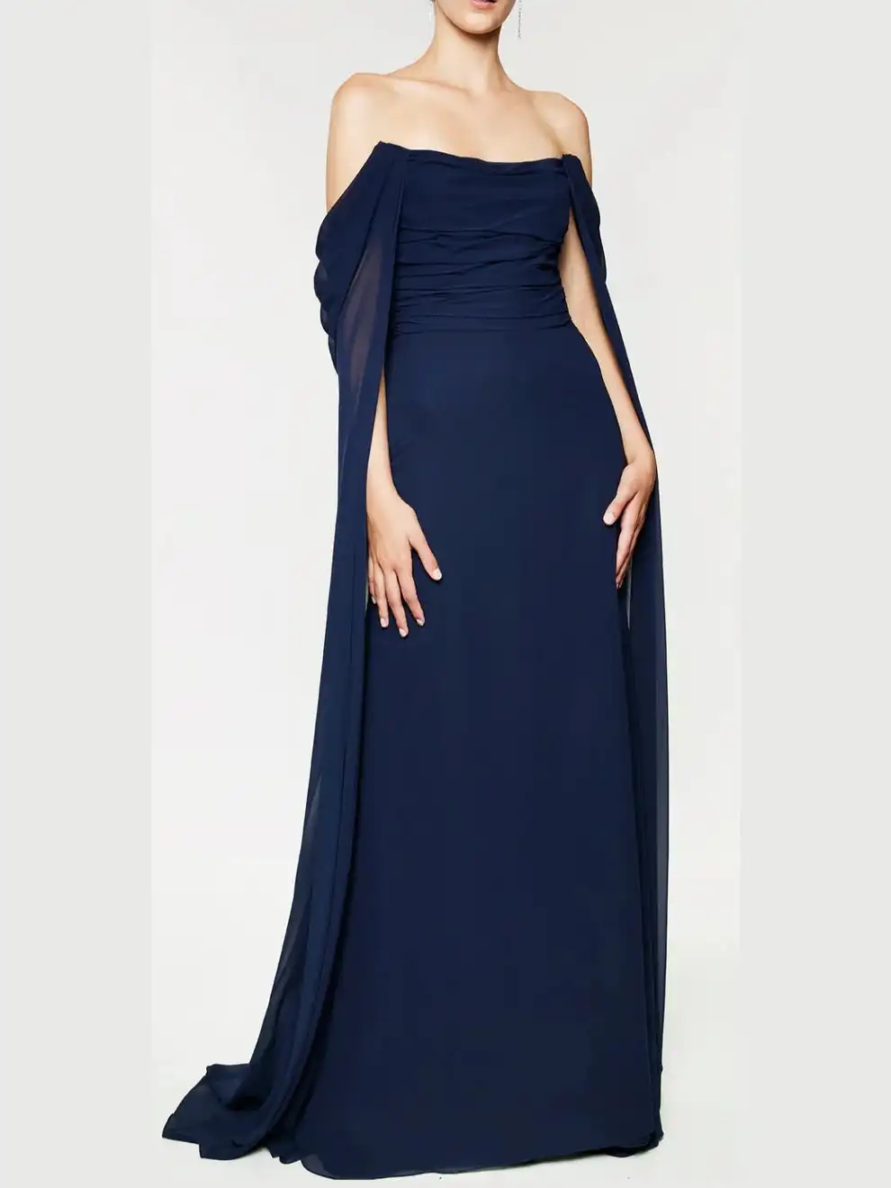 

AsaNagi Aribia Elegant Evening Gowns Women's Strapless Chiffon Dresses Floor-Length Simple Draped Formal Party Dresses