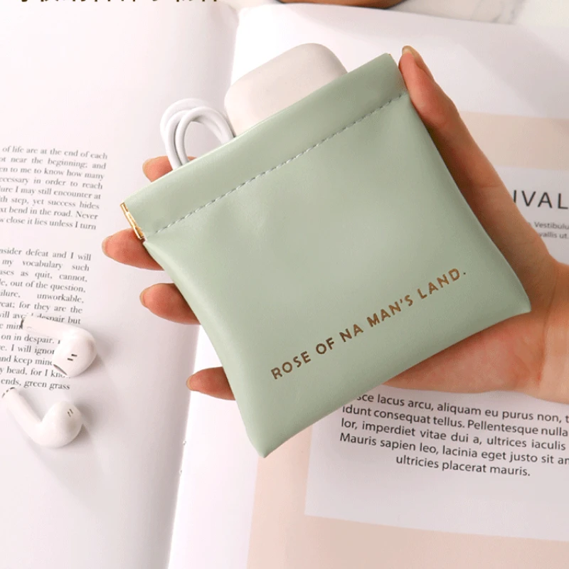 Mini borsa in PU facile da aprire e chiudere, custodia per carte, tasca con chiusura automatica, borsa per cavo, auricolare, accessorio per rossetto