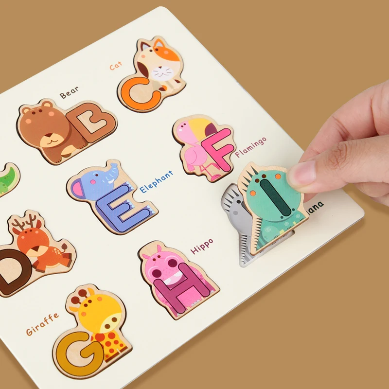 3Pcs Letter Matching Puzzle Handwriting Card Kids Early Education Animal Cognition Parent-Child Interactive Toys Christmas Gifts