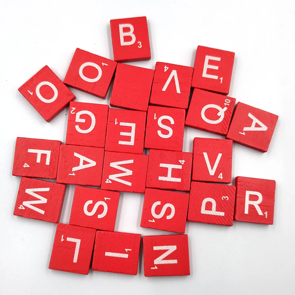 100 Piezas de Cubos de Madera con Letras del Alfabeto, Color Rojo Natural, 26 Letras, Bloques de Alfabetización para Manualidades Infantiles, Aprendizaje, Decoración con Virutas de Madera