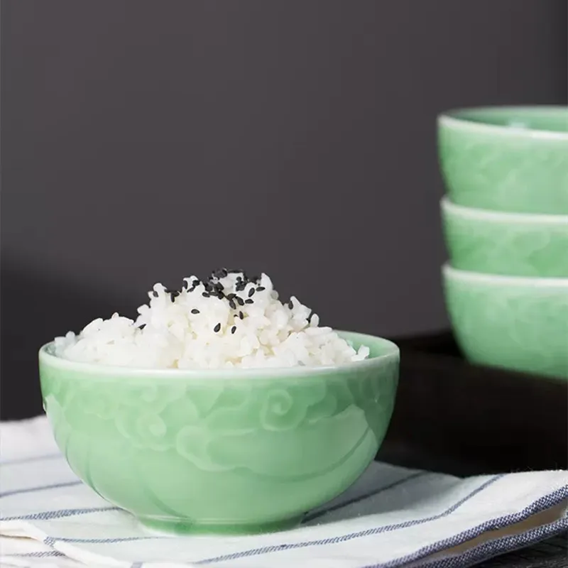 

Chinese Cereal Bowl Porcelain Rice Bowl for Salad 4.5 Inch Tableware Ceramic Cloud Decor Microwave and Dishwasher Safe