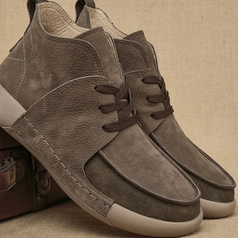 

Мужские ботинки 2021, весенние новые ботинки из воловьей кожи на толстой подошве, мягкие короткие ботинки «Челси», широкие туфли на босиком каблуке ﻿