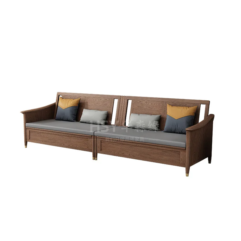 Solid wood sofa New Chinese ash wood sofa Winter and summer dual-purpose  combination Small apartment high box storage