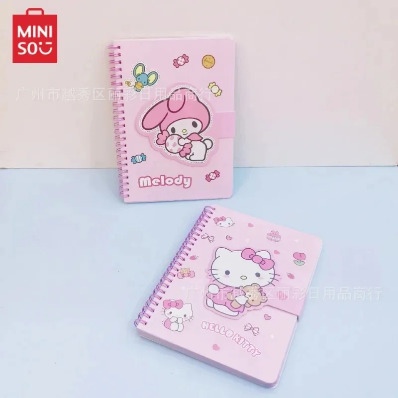 Sanrio Original Kawaii Hello Kitty Kuromi My Melody A5 Magnetic Buckle Student Diary Book Anime Cartoons 80 Page Coil Notebook