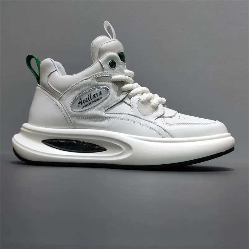 Baskets montantes décontractées et légères pour hommes, avec absorption des chocs, en cuir de vachette de première qualité, style Dad Sneakers, tendance et sportives