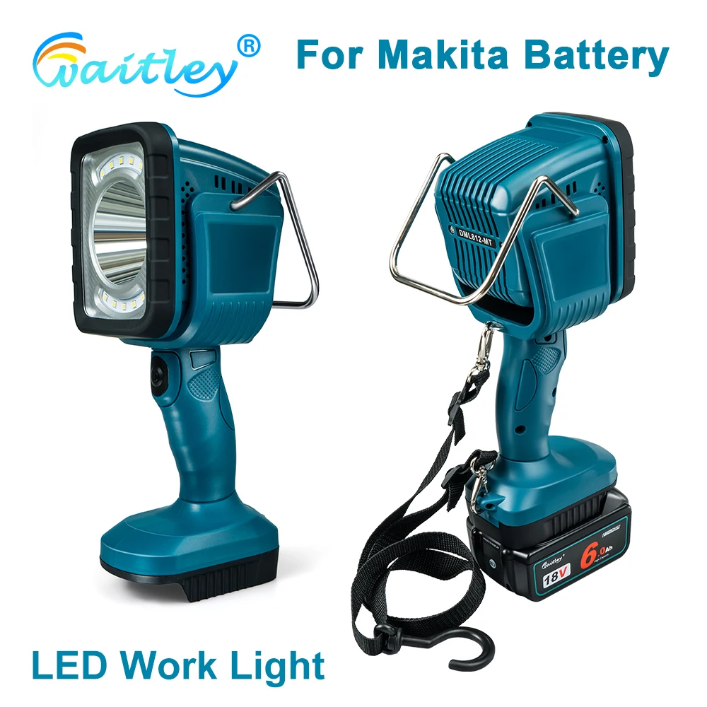 Lampe de poche Portable à LED avec batterie Makita 14/18V, projecteur d\'extérieur, idéal pour le camping, SOS, prise externe BL1830