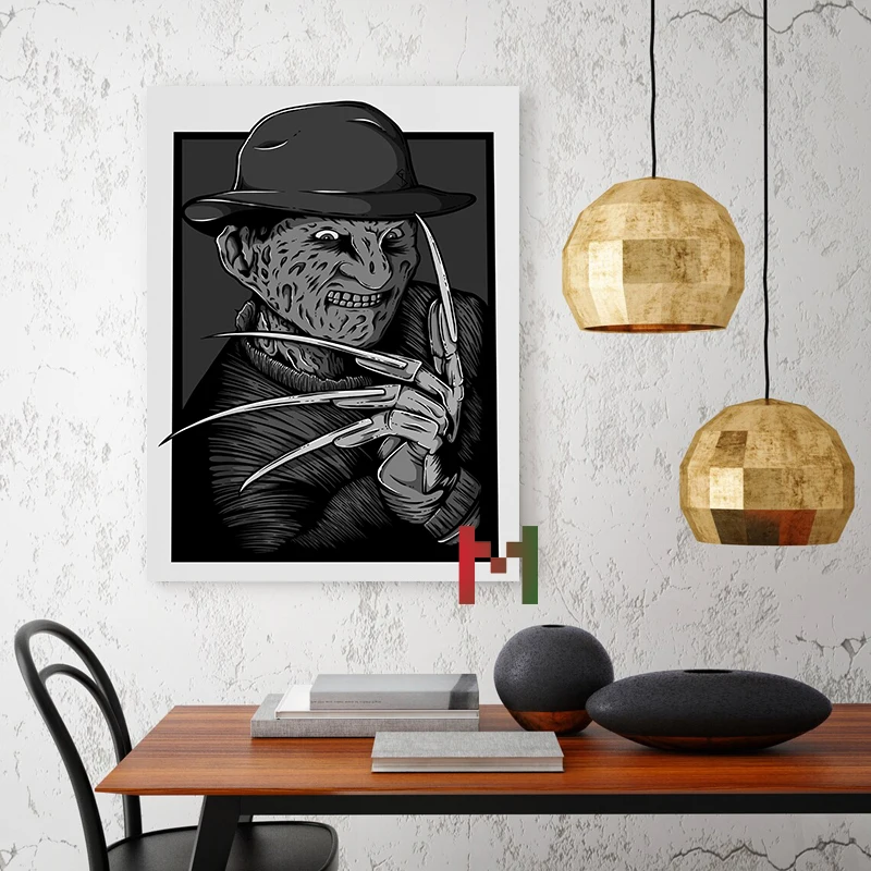 Minimalist Horror Movie Characters Wall Art Design Canvas Poster Horror Movie Wall Decor Famous Killer Wall Decoration for Home