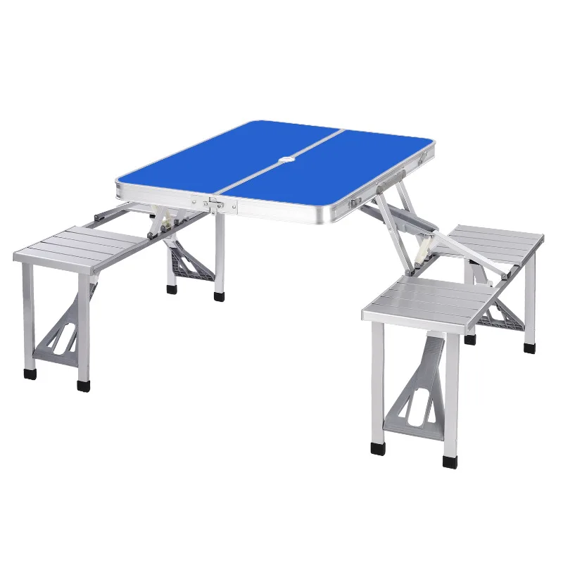 Aluminum Alloy One-piece Table and Chairs Dining Folding Table Portable Stall Publicity Burning Table and Chairs Set