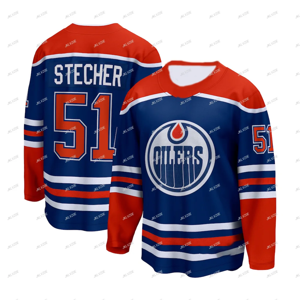 Men Kids Hockey Jersey Adult Teenager Team Top T Shirt Sports Train Tee Children Boys Women Edmonton Oilers Clothing Hot 24/25