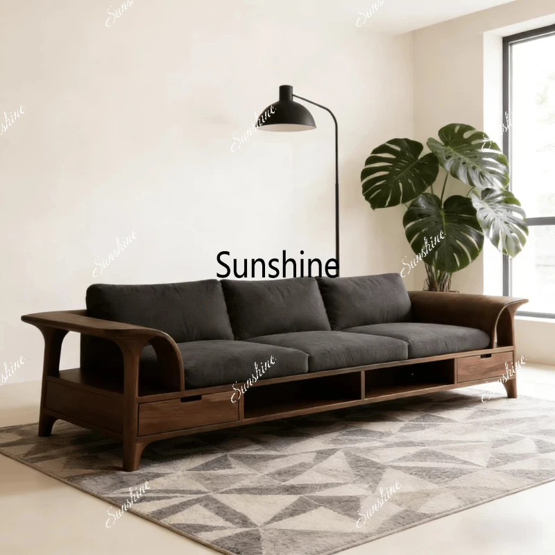 

Новый диван в китайском стиле из массива дерева для гостиной, прямой, с функцией хранения, в стиле легкой роскоши, мебель.