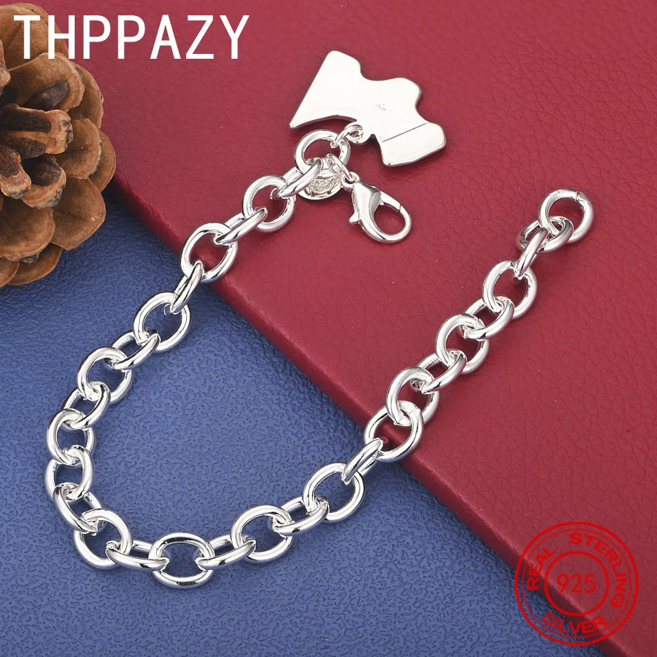 THPPAZY 925 Sterling Silver Cute Puppy Pendant Bracelet Fashion Unique Jewelry For Women Romantic Engagement Party Gift 20cm