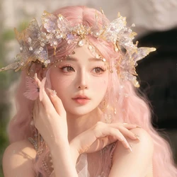 Handmade Exotic New Mermaid Cosplay Headband Elves Crown Fashion Fairy Ethnic Long Tassel Full Crystal Hair Accessories