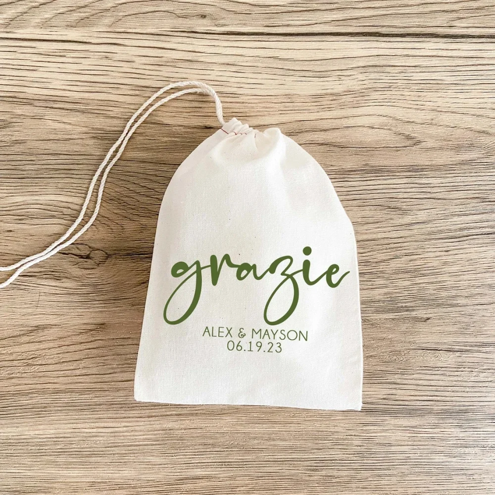 25 pcs Grazie Italy Favor Bag-Wedding Guest Favor Bags-Destination Wedding-Custom Couple Bag-Hangover Kit-Italy Gift