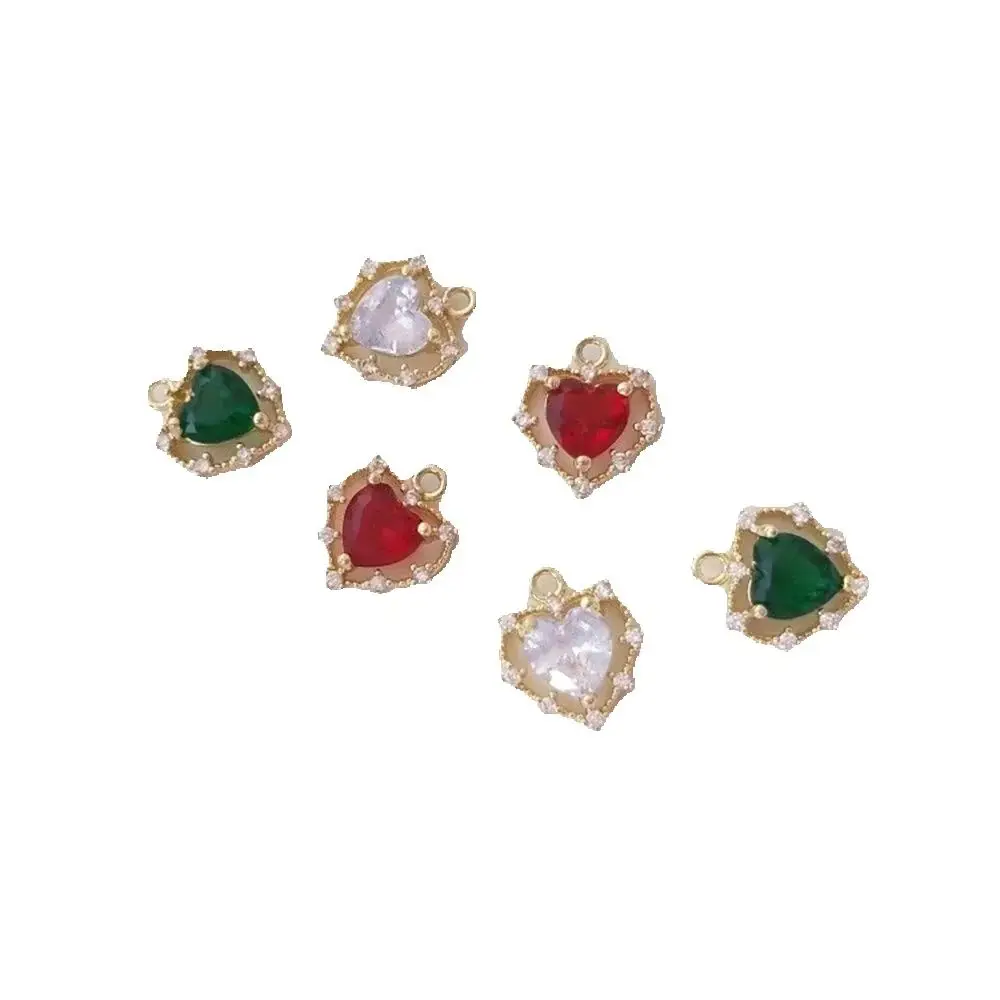 

14k Genuine Gold Micro Inlaid Zirconia Lace Peach Heart Pendant with Colored Zirconia Heart Pendant DIY Handmade Jewelry Pendant