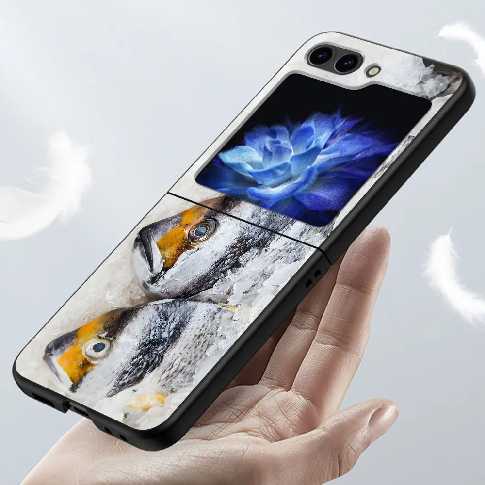 Trout Fish Fishing Case for Samsung Galaxy Z Flip6 Flip5 PC Black Phone Cover Z Flip 5 6 Hard Folding Coque Zflip6 Zflip5 Shell