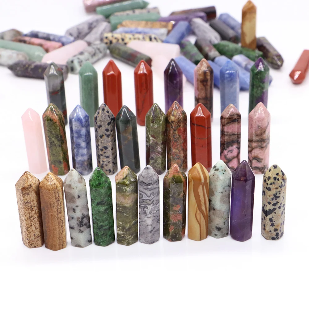 10x40mm Natural Stone Point Wand Reiki Healing Crystal Tower Energy Polished Gemstones Home Decor Crafts Lots Wholesale Supplier