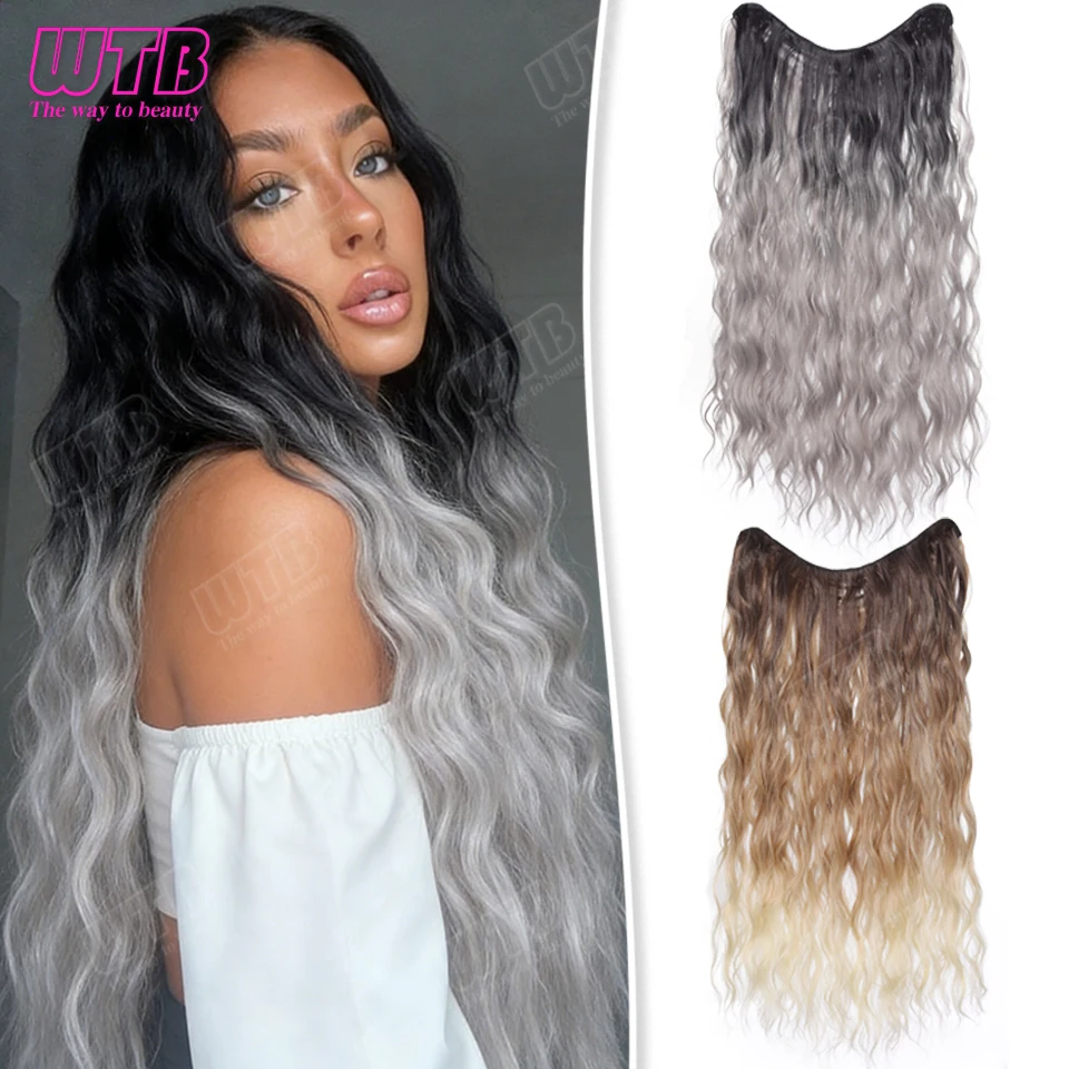 WTB Gradient Color Hair Extensions Synthetic Wig BB Clip Style Water Wave Pattern Suitable for Women's Daily Wear and Holidays