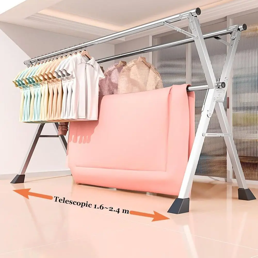 Portable Stainless Steel Indoor/Outdoor Clothes Drying Rack, Space-Saving 200cm Garment Hanging System