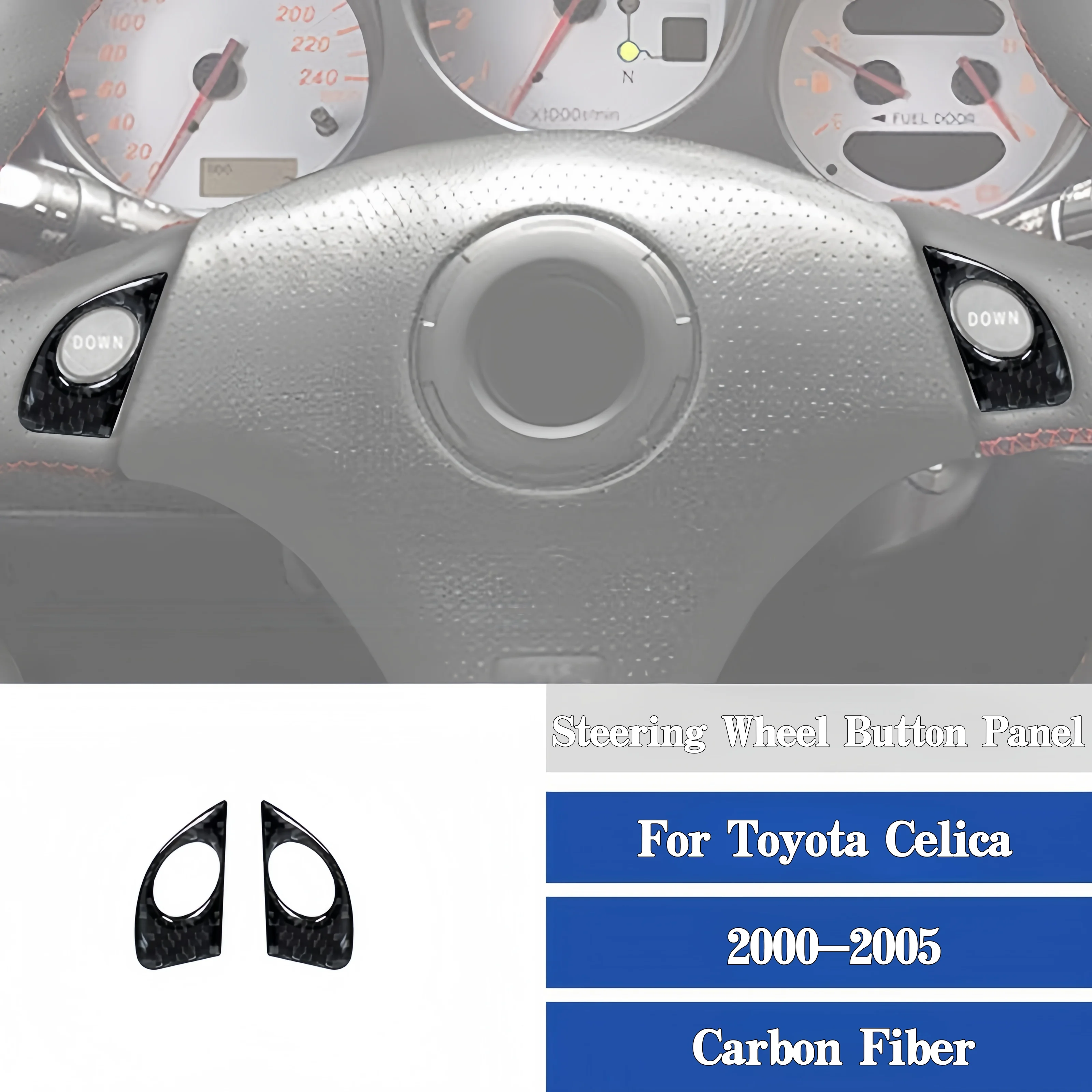 

For Toyota Celica 2000-2005 Carbon Fiber Car Interior Steering Wheel Button Panel Trim Cover Decoration Sticker Accessories