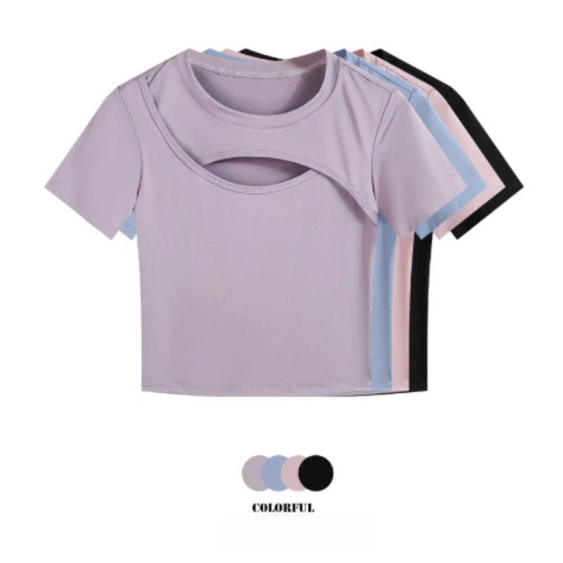 

Stylish Openwork Short-Sleeve T-Shirt for Women Summer Versatile Athletic Style Casual Yoga Base Layer Top