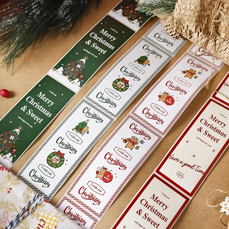 

Рождественские элементы, текстовые забавные наклейки, праздничная атмосфера, запечатанная наклейка [декоративные наклейки] 50 шт./рулон