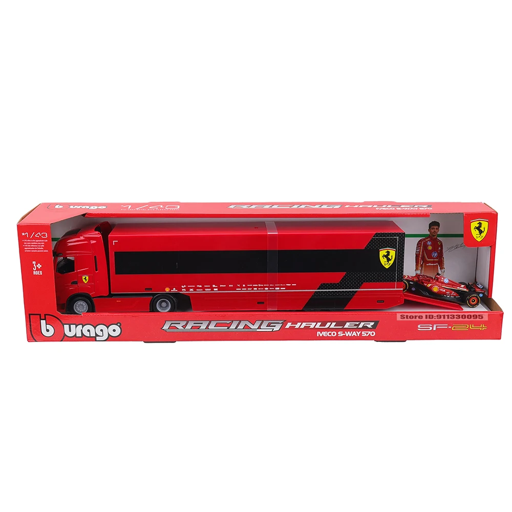 Bburago 1:43 2024 F1 FERRARI SF24 SET HAULLER # 16 CHARLES LECLERC MERCEDES-AMG W15 auto di lusso in lega pressofusa modello di auto giocattolo serie