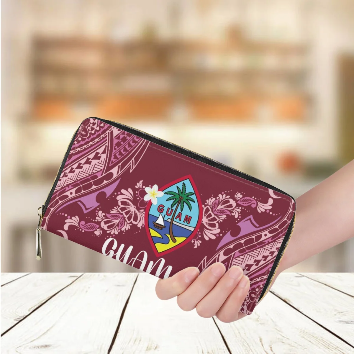 

New Polynesian GUAM Print Women's Long Wallet Fashion Luxury Casual Shopping Leather Money Bag Business Credit Card Holder Purse