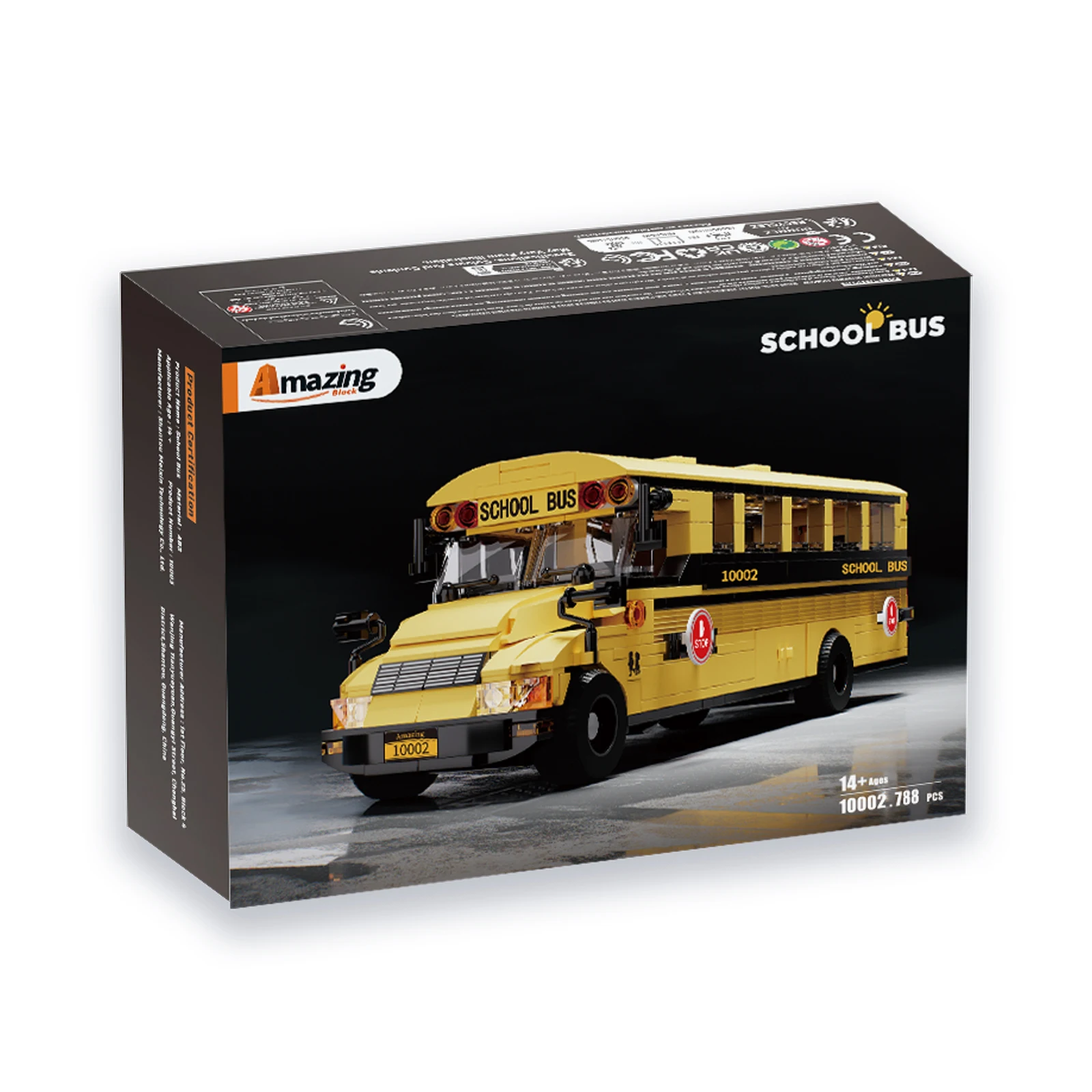 10002 Classic Yellow American School Bus Model 788pcs Building Blocks Kit Assembled Toys for Kid Creativity Birthday Gifts