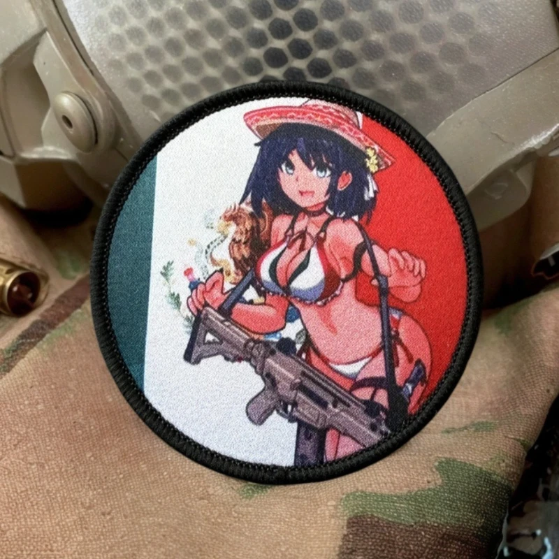 

Mexican Bikini Girl Army Morale Badge Airsoft Anime Patch for Tactical Backpack Hook and Loop Patch Applique