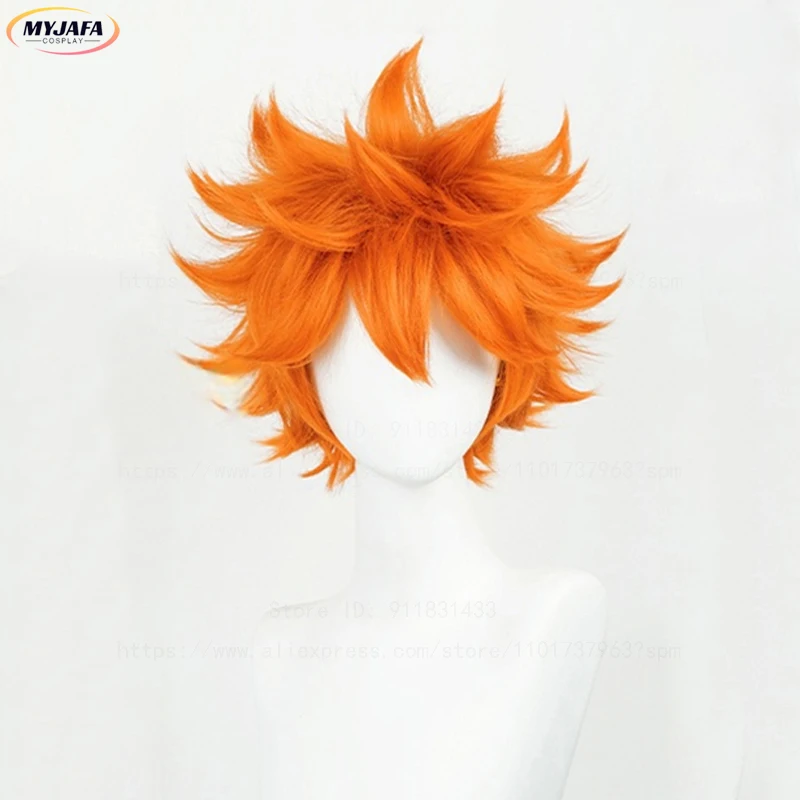 

Высокое качество аниме Hinata Shoyo косплей парик Shoyo Hinata 30 см оранжевый короткий термостойкий синтетический парик для вечеринки + шапочка для парика