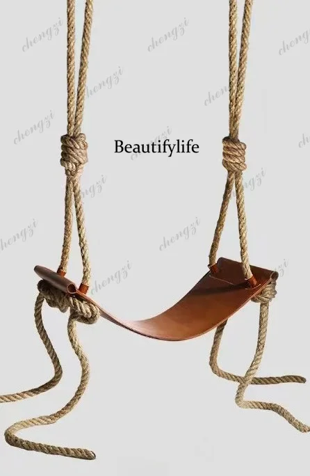 Customized indoor swing cowhide surface, household, hanging chair basket balcony, homestay decoration courtyard