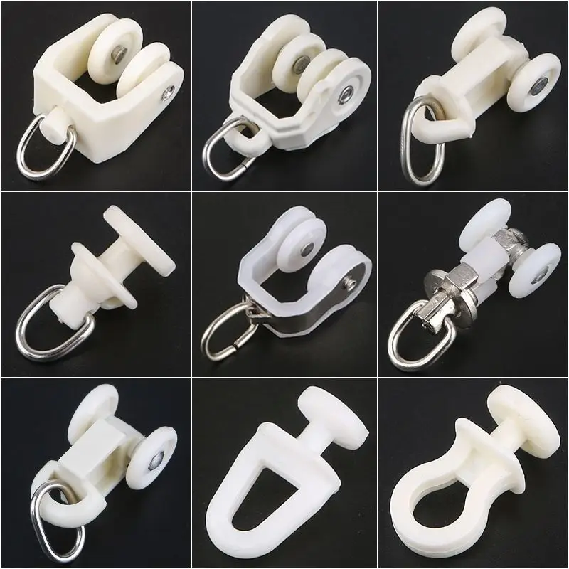 10pcs Curtain Track Pulley Guide Straight Track Curved Track Curtain Wheel Curtain Hook Curtain Rods Room Decoration Accessories