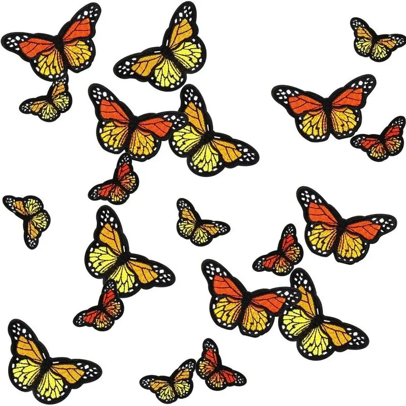 10PCS Monarch Butterfly Iron on Patches, 2 Size Embroidered Sew Applique Repair Patch for Clothes Jeans Shoes Bags Hats DIY