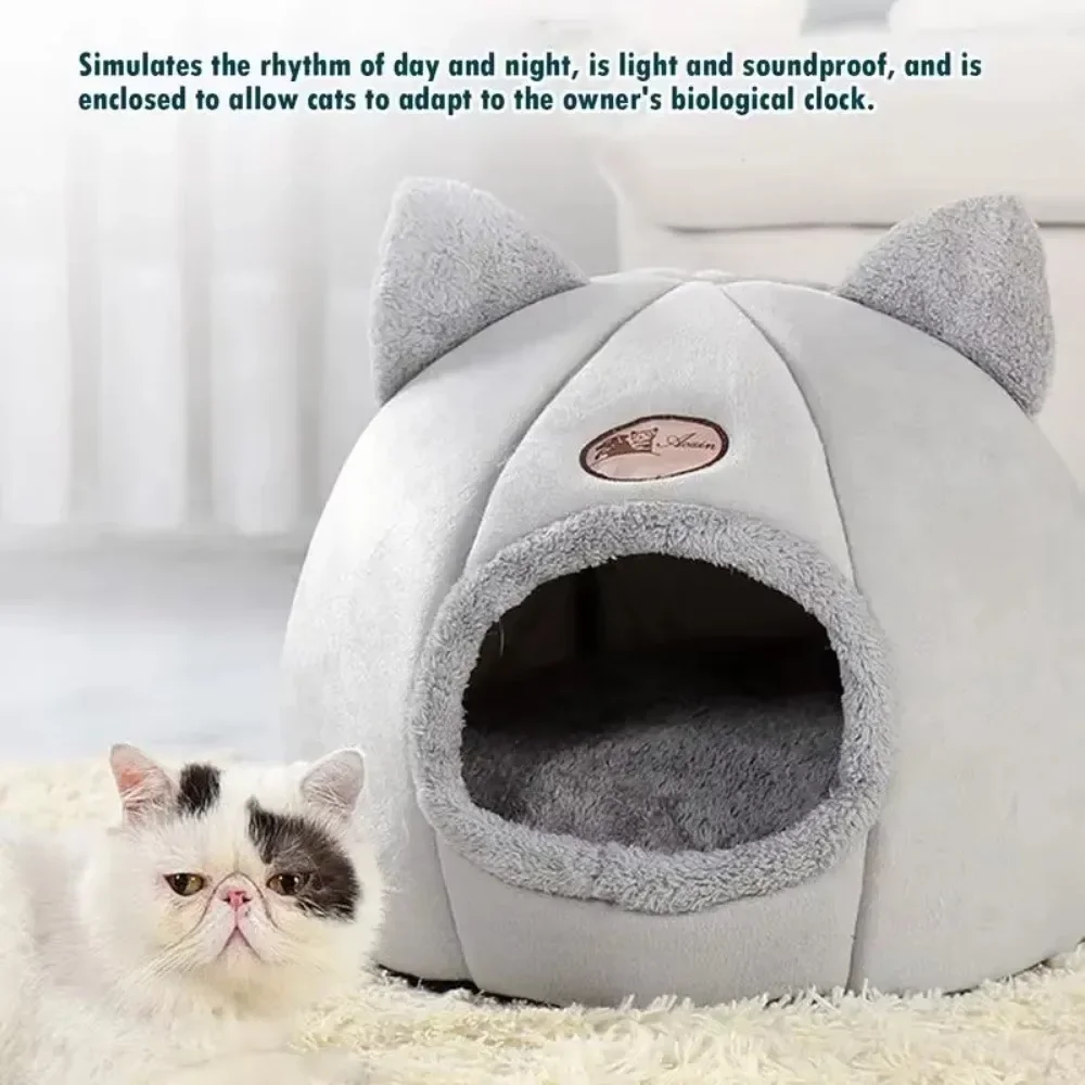 Cat Nest Bed New Deep Sleep Comfort in Winter Cats Bed Warm and Cold Proof Pet Sleeping House Pets Tent Cozy Cave Nest Cat House