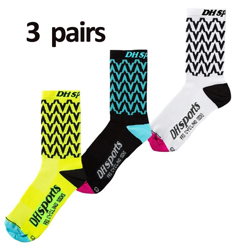 

[3 Pairs] Cycling Socks Outdoor Cycling Sports Mid-Tube Socks Sweat-Absorbent, Wear-Resistant, High Elasticity Men's and Women's Spring and Summer Socks