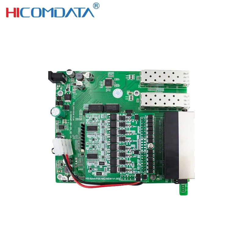 HICOMDATA Gigabit Ethernet L2-Gerenciado POE PCBA L2-Switch PoE gerenciado com 2 portas de slot SFP de 1000M e portas PoE de 8*100/1000M