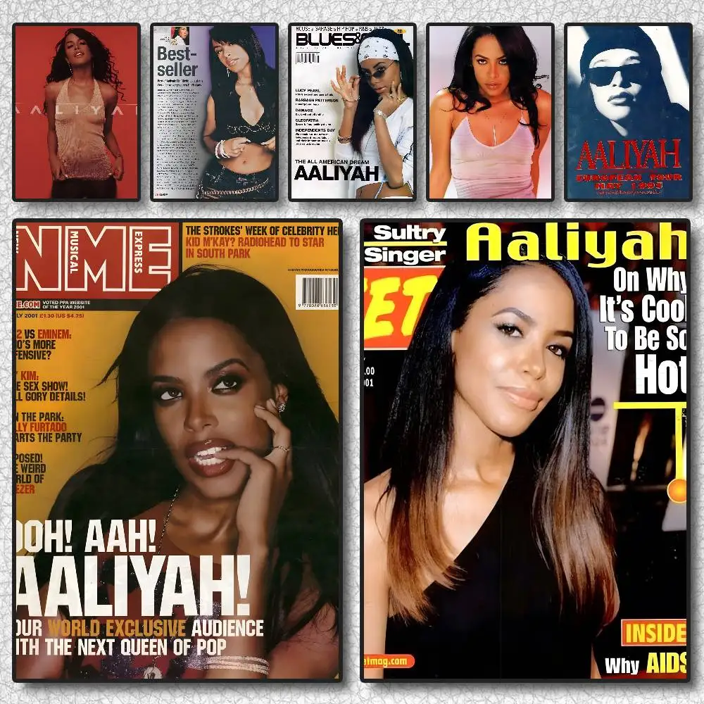 Singer A-Aaliyah Poster Self-adhesive Art Waterproof Sticker Coffee House Dorm Room Wall Decor