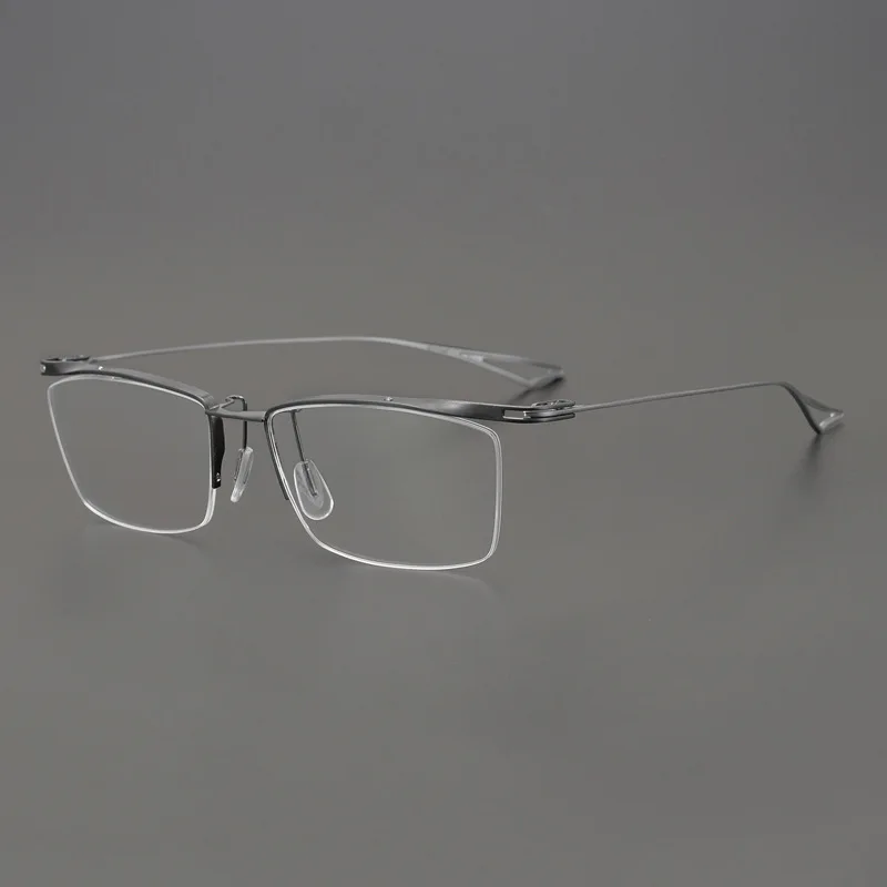 

Handmade glasses frame business men large frame myopia eyebrow line square half frame glasses frame pure titanium glasses frame