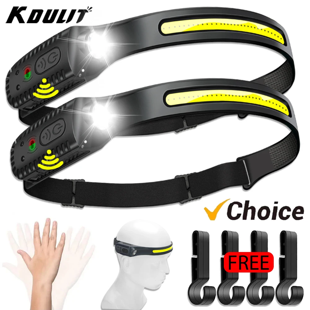 Usb Recarregável Led Sensor Farol Xpe Mais Cob Farol Led Cabeça Tocha Acampamento Busca Luz Cabeça Lanterna para Lanterna de Pesca