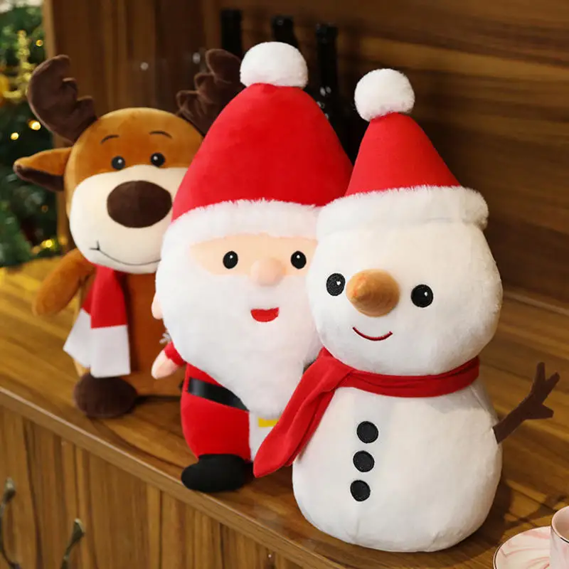 Muñecos de Peluche Navideños de 23/33CM, Lindos Papá Noel, Muñeco de Nieve, Reno y Abuela, Suaves y Rellenos para Regalo de Navidad