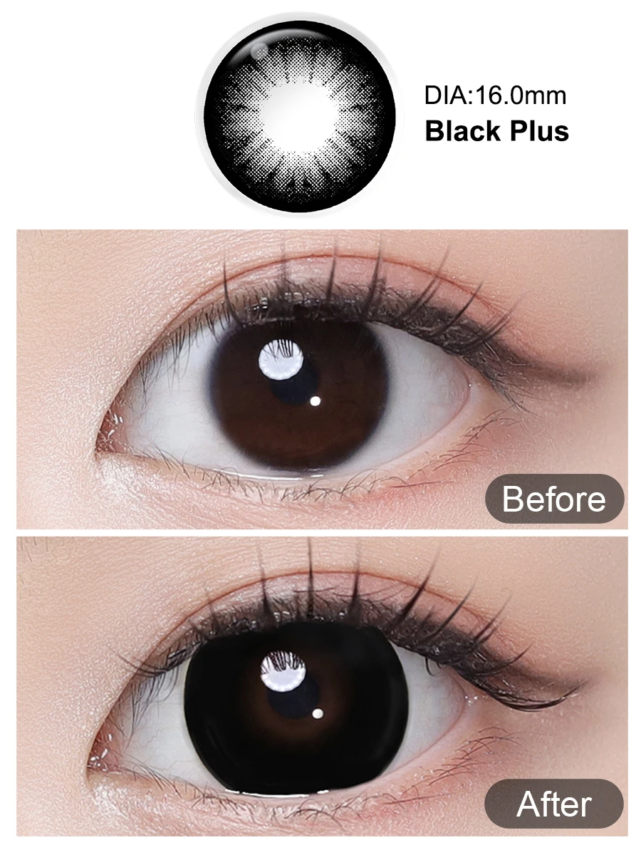 (0,00~-6,00) MAGISTER 16mm Big Eyes Farbige Kontaktlinsen mit Dioptrien Schwarz/Braun Kosmetische 14,5mm Kontaktlinsen 6 Monate