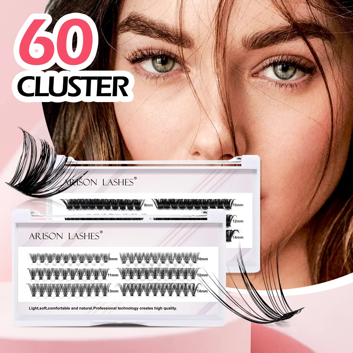 ARISON 3 ROWS 60PCS DIY False Eyelashes Cluster Lashes Eyelashes Extension Supplies High Quality Natural Look Makeup Tools