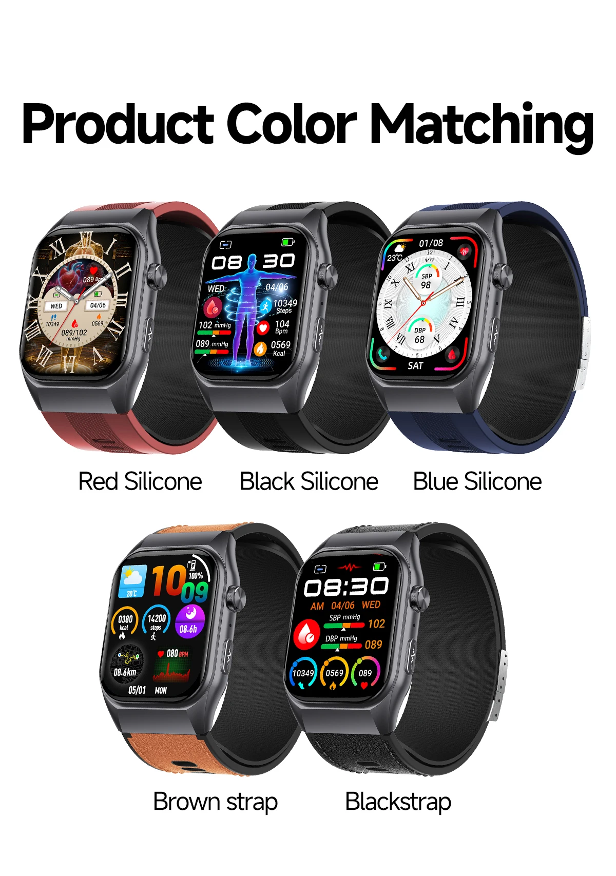 Air Pump Inflation Function 4G SIM Smart Health Watch AMOLED Display Leather Strap Android OS AI Voice