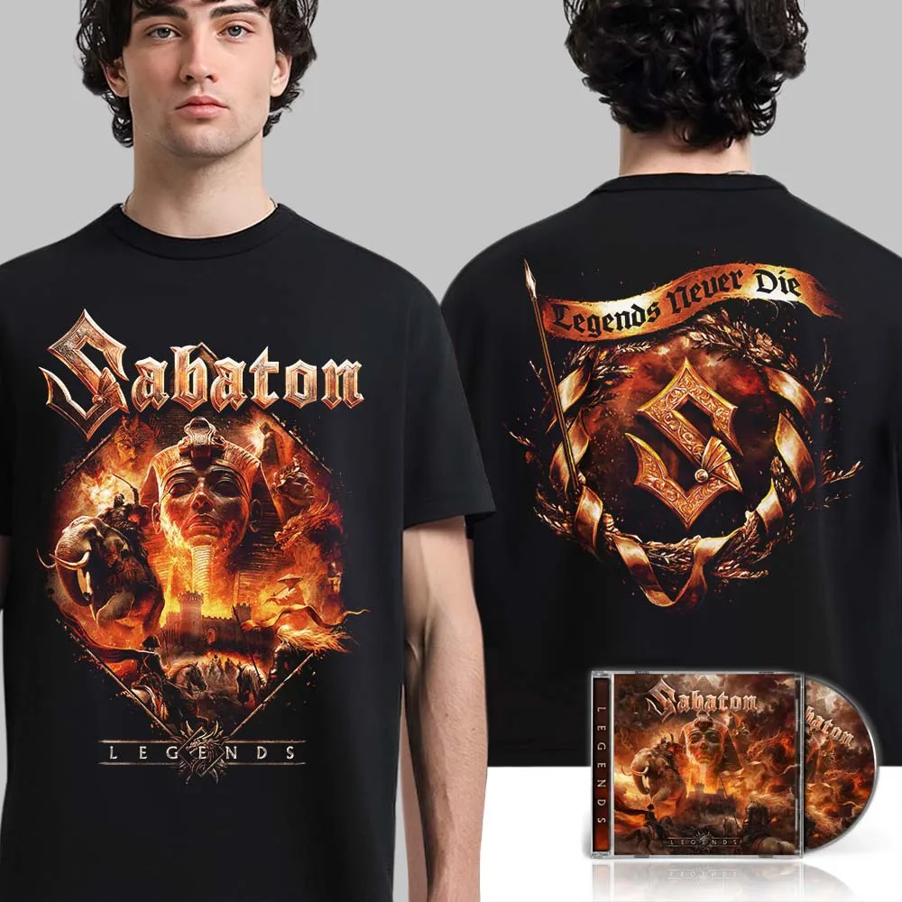 High Street T-shirt Summer Black ShortSleeve Cotton Casual Versatile Popular Recommendation Fan Gift Metal Music Fan Women Men