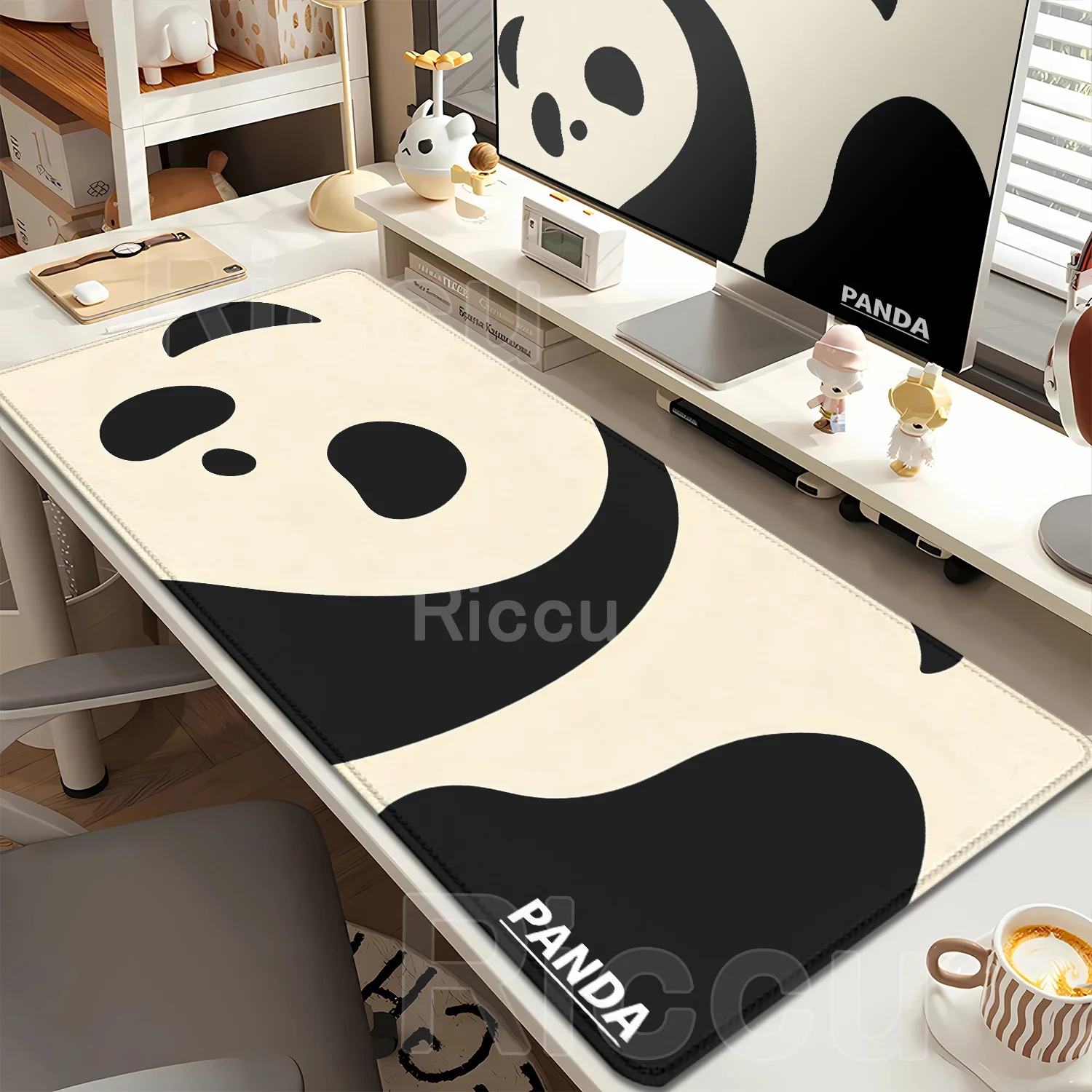 Cartoon Cute Panda Mouse Pad E-Sports Mousepad Large Locking Edge Gaming Mouse Mat Office Non-Slip Base Rubber Computer Desk Mat
