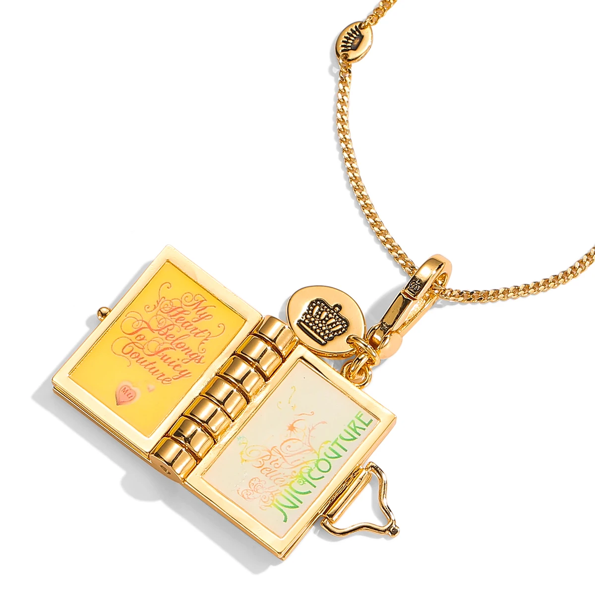 Minority design sense hand-painted flip book pendant necklace fashion enamel glaze printed keychain gold-plated jewelry